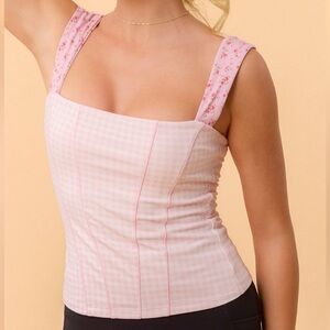 Blogilates Pink Gingham Corset Top